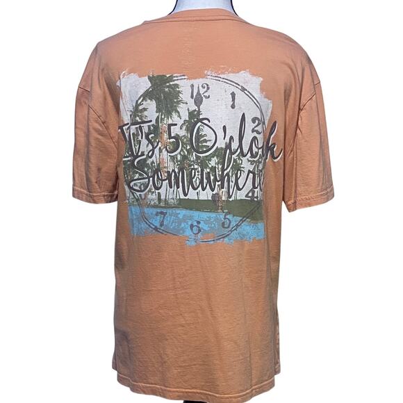Margaritaville It's Five O'clock Somewhere T-Shirt Men's Size Large Orange - Picture 1 of 6